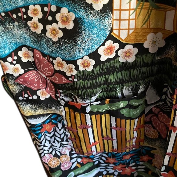 Vintage vibrant wood-sy pattern knee length kimono cover up - Picture 15 of 15